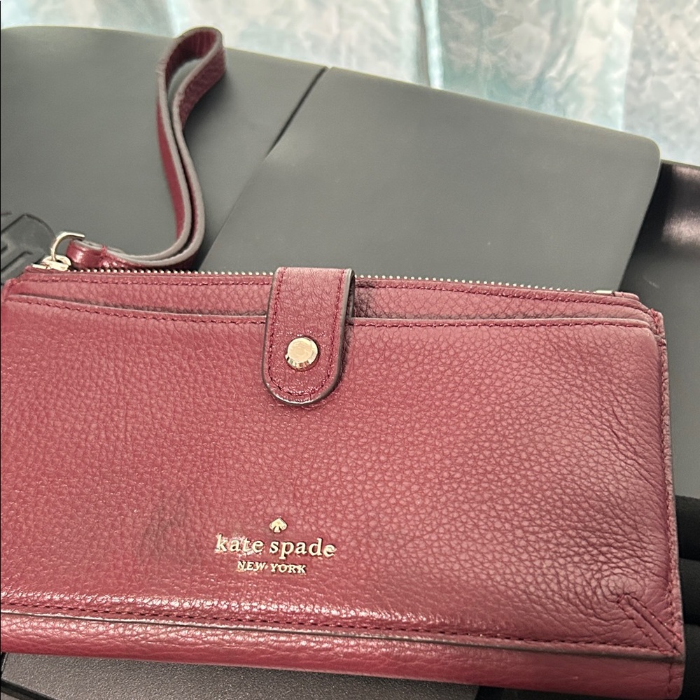 kate spade Burgundy Leather Wristlet
